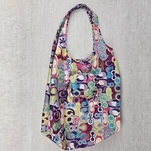 Rare Coach Poppy Glam Signature Print Folding Tote Bag Packable Nylon Tote Y2K